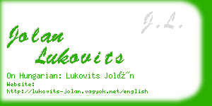jolan lukovits business card